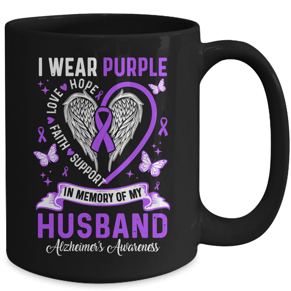 I Wear Purple In Memory Of My Husband Alzheimer's Awareness Mug | teecentury