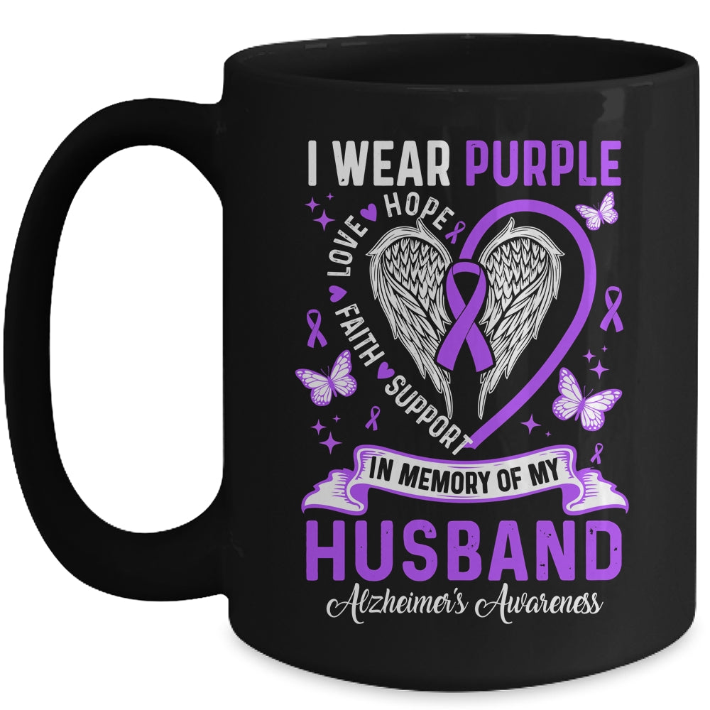I Wear Purple In Memory Of My Husband Alzheimer's Awareness Mug | teecentury