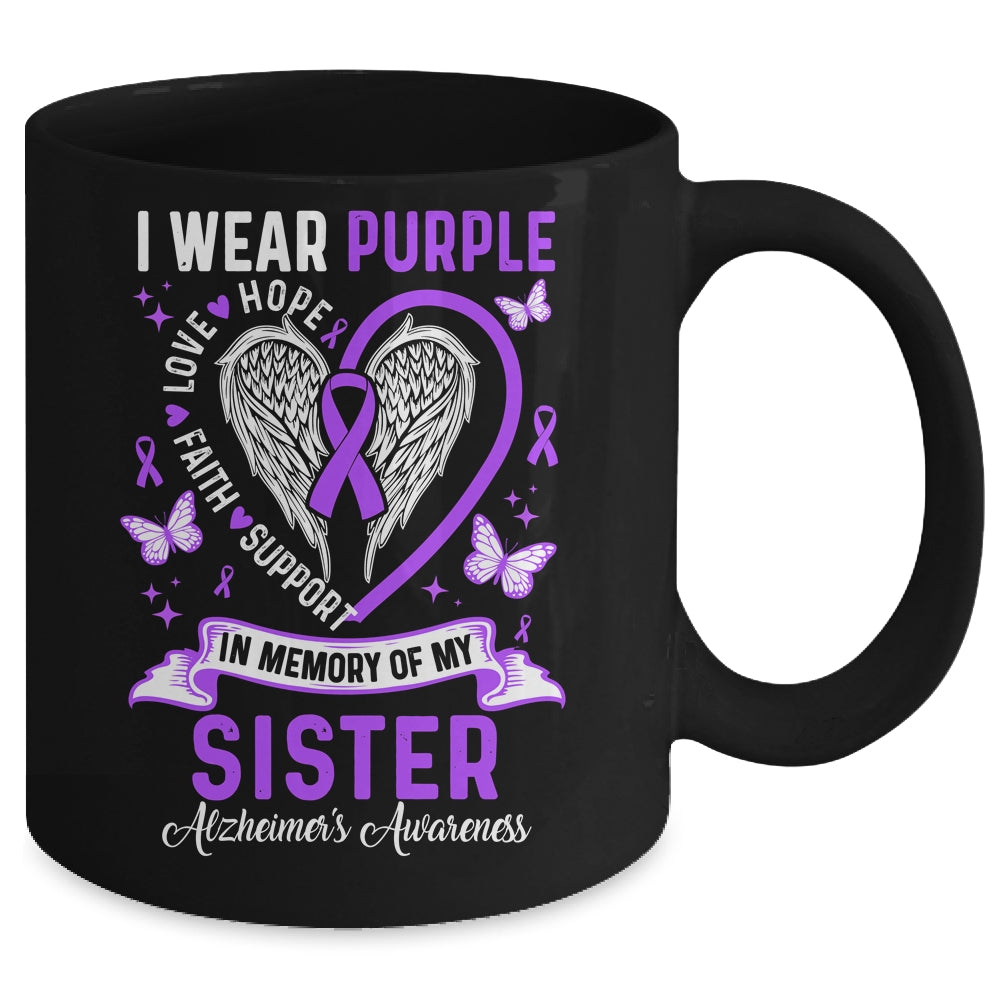 I Wear Purple In Memory Of My Sister Alzheimer's Awareness Mug | teecentury