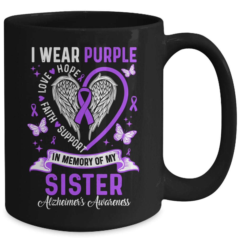 I Wear Purple In Memory Of My Sister Alzheimer's Awareness Mug | teecentury