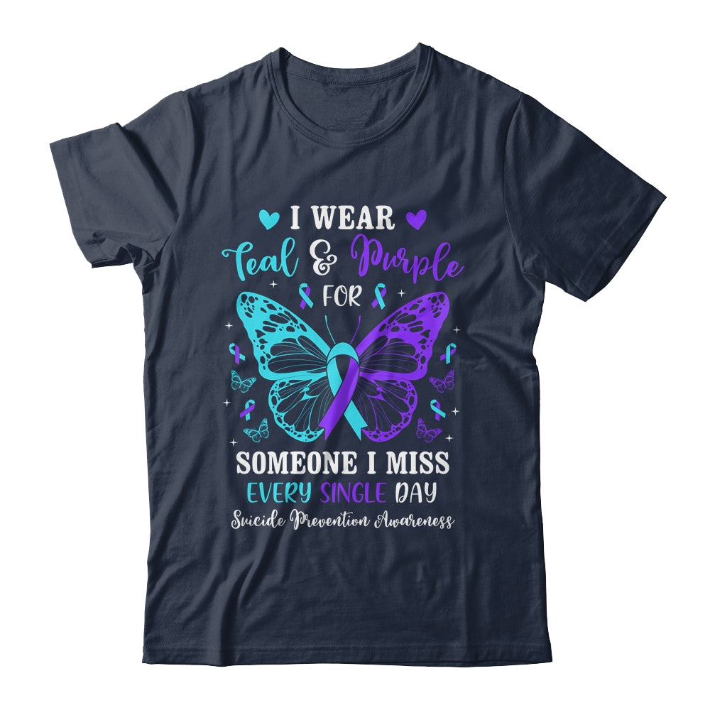 I Wear Teal And Purple Suicide Awareness Butterfly Support Shirt & Hoodie | teecentury