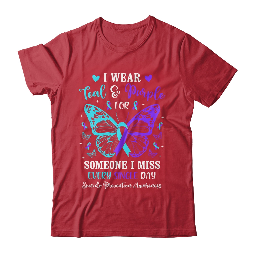 I Wear Teal And Purple Suicide Awareness Butterfly Support Shirt & Hoodie | teecentury
