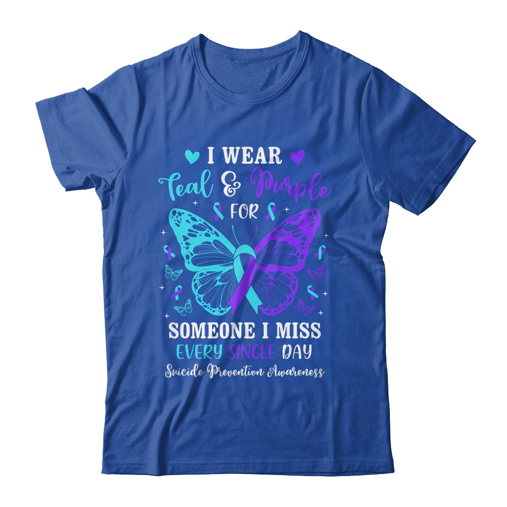 I Wear Teal And Purple Suicide Awareness Butterfly Support Shirt & Hoodie | teecentury
