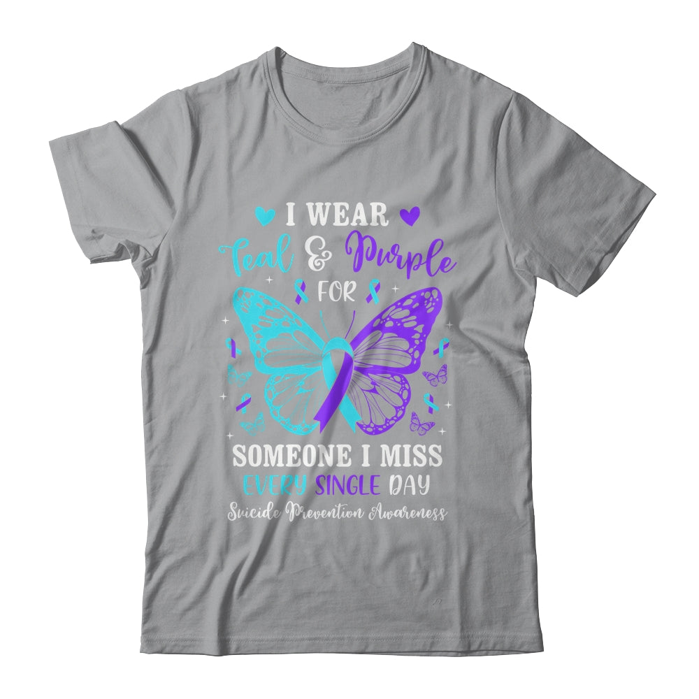 I Wear Teal And Purple Suicide Awareness Butterfly Support Shirt & Hoodie | teecentury