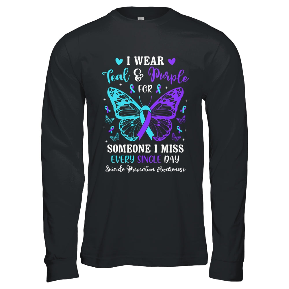 I Wear Teal And Purple Suicide Awareness Butterfly Support Shirt & Hoodie | teecentury