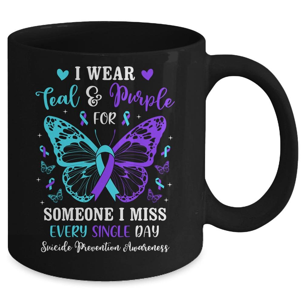 I Wear Teal And Purple Suicide Awareness Butterfly Support Mug | teecentury
