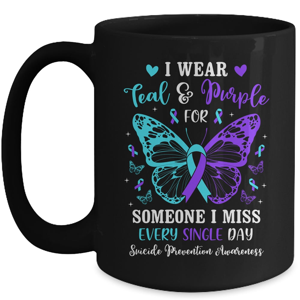 I Wear Teal And Purple Suicide Awareness Butterfly Support Mug | teecentury