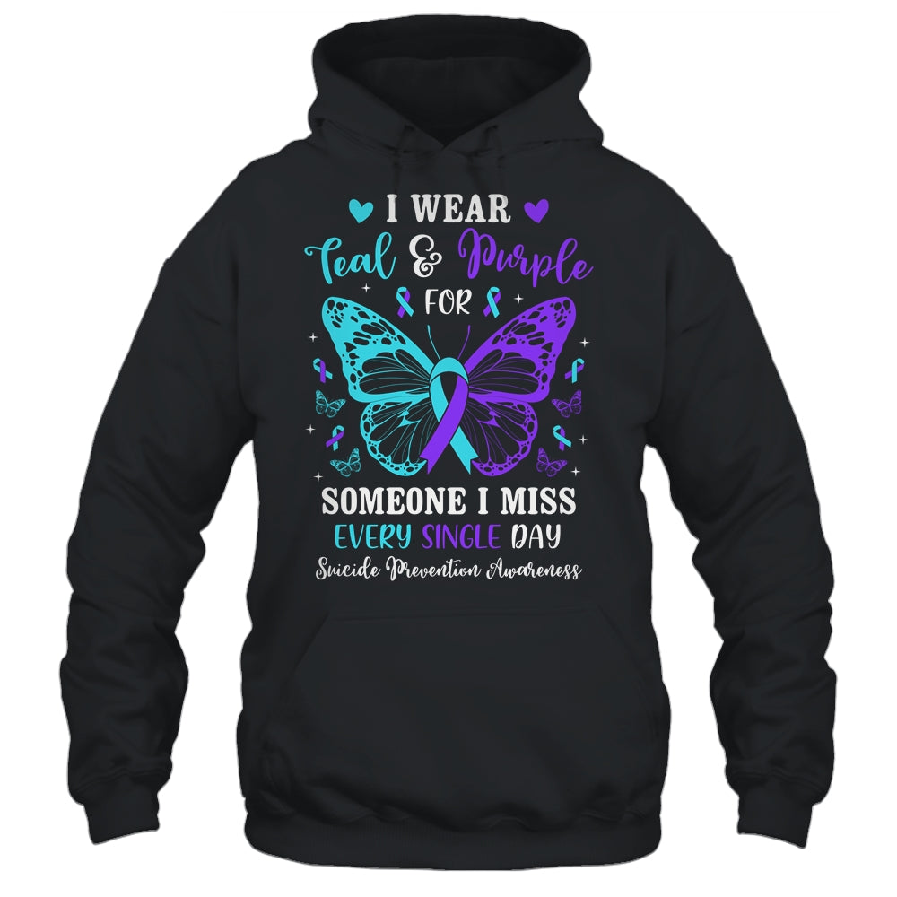 I Wear Teal And Purple Suicide Awareness Butterfly Support Shirt & Hoodie | teecentury