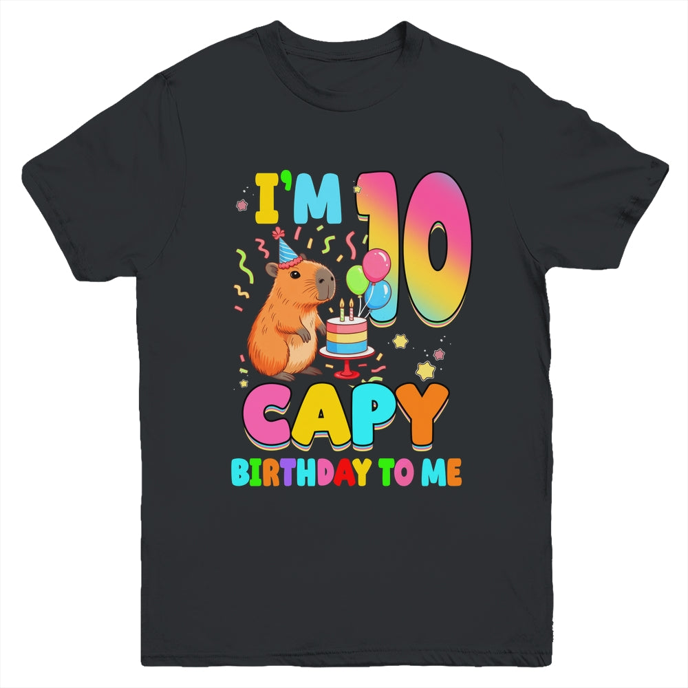 I'm 10 Years Old Capy Birthday To Me 10th Birthday Capybara Youth Shirt | teecentury