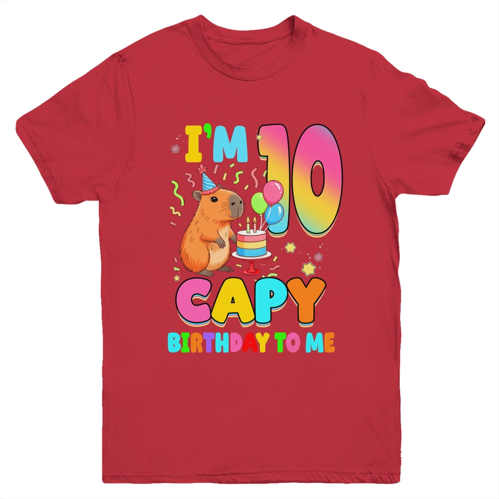 I'm 10 Years Old Capy Birthday To Me 10th Birthday Capybara Youth Shirt | teecentury