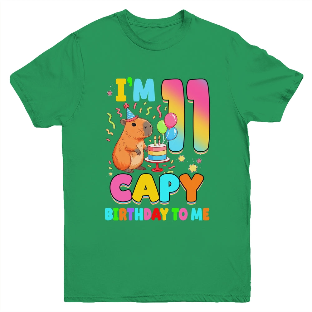 I'm 11 Years Old Capy Birthday To Me 11th Birthday Capybara Youth Shirt | teecentury