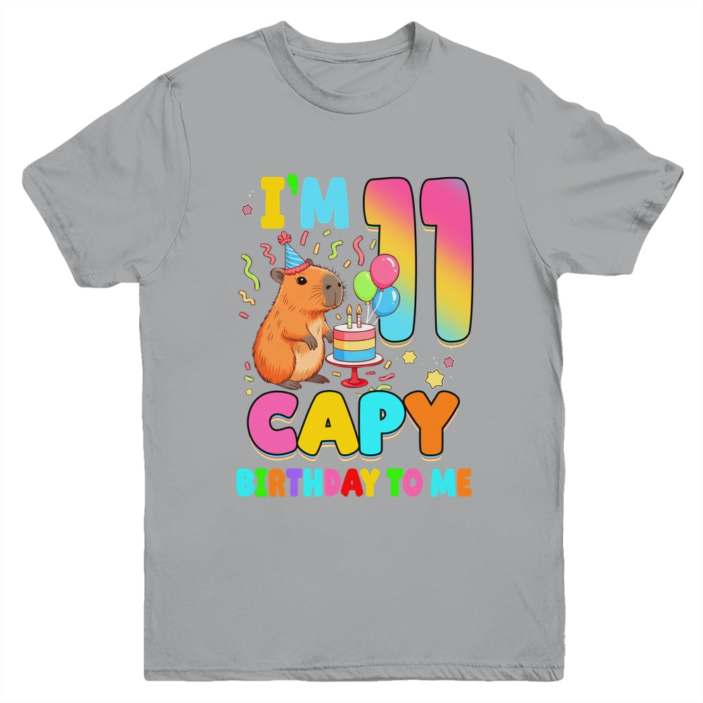 I'm 11 Years Old Capy Birthday To Me 11th Birthday Capybara Youth Shirt | teecentury