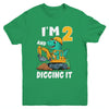I'm 2 And Digging It 2nd Birthday Cute Dinosaur Construction Youth Shirt | teecentury