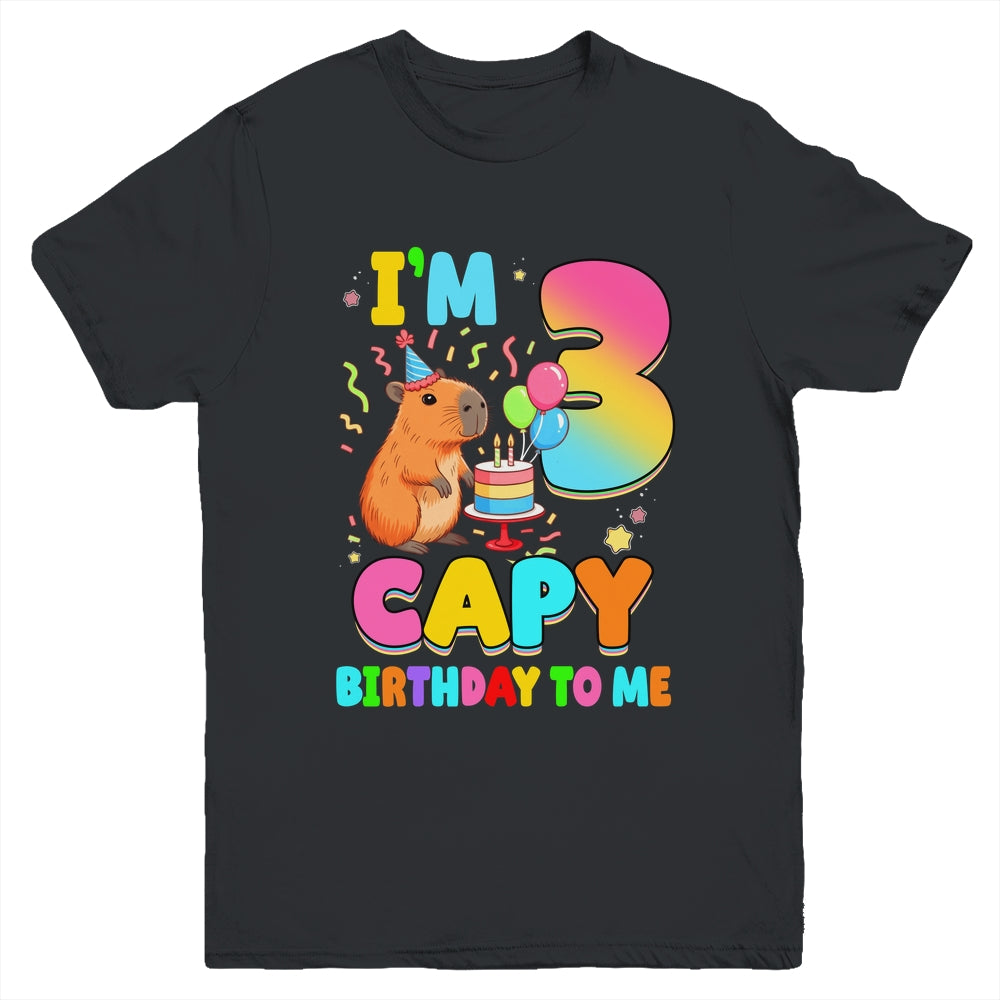 I'm 3 Years Old Capy Birthday To Me 3rd Birthday Capybara Youth Shirt | teecentury