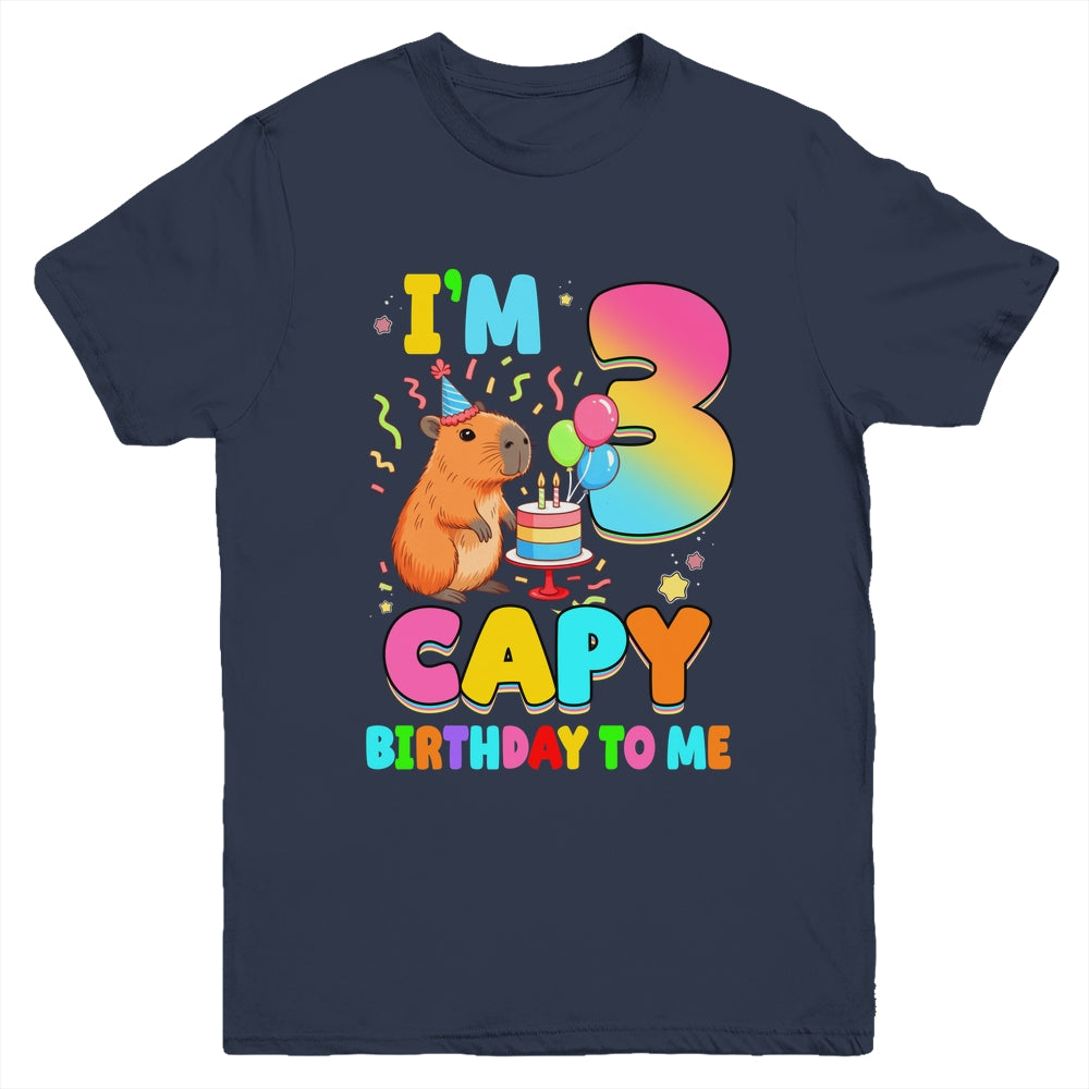 I'm 3 Years Old Capy Birthday To Me 3rd Birthday Capybara Youth Shirt | teecentury