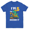 I'm 5 And Digging It 5th Birthday Cute Dinosaur Construction Youth Shirt | teecentury