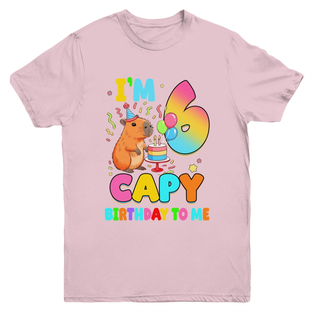 I'm 6 Years Old Capy Birthday To Me 6th Birthday Capybara Youth Shirt | teecentury