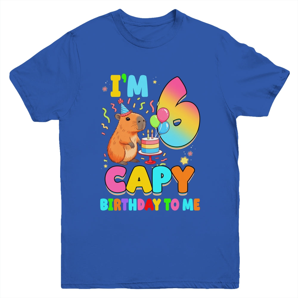 I'm 6 Years Old Capy Birthday To Me 6th Birthday Capybara Youth Shirt | teecentury