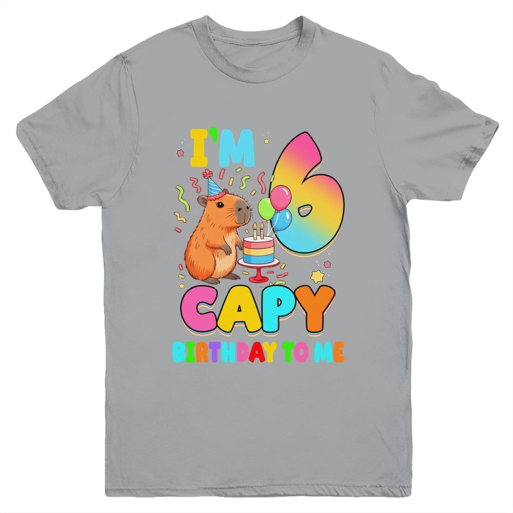 I'm 6 Years Old Capy Birthday To Me 6th Birthday Capybara Youth Shirt | teecentury