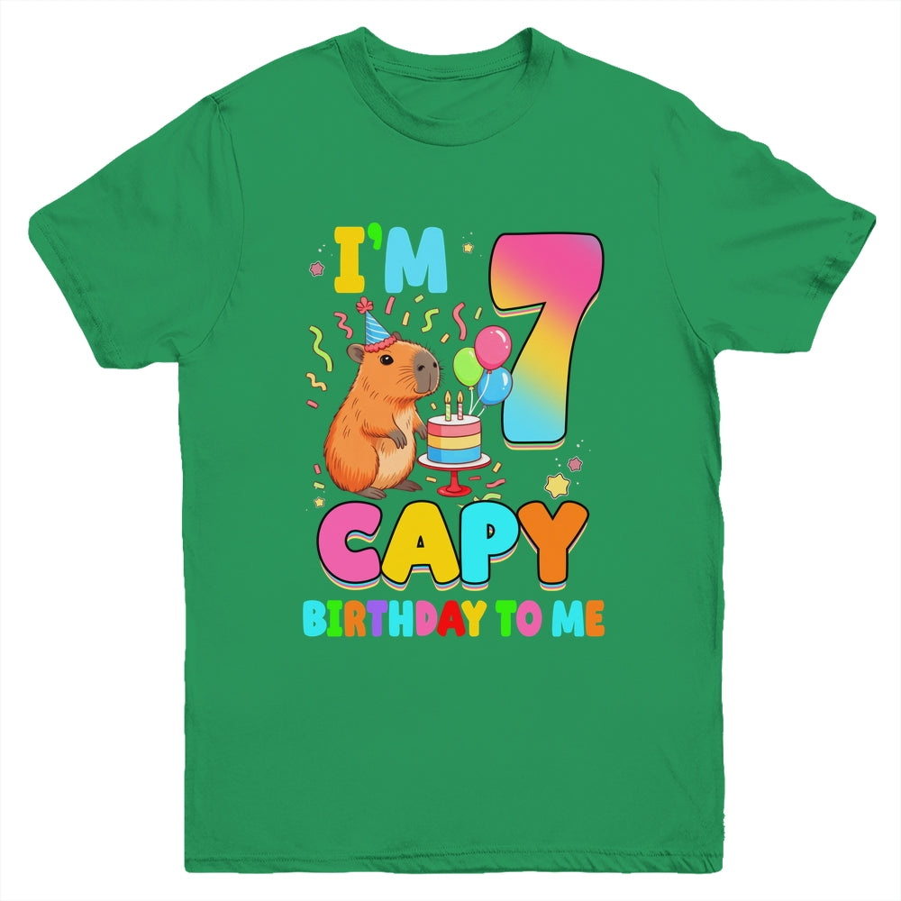 I'm 7 Years Old Capy Birthday To Me 7th Birthday Capybara Youth Shirt | teecentury
