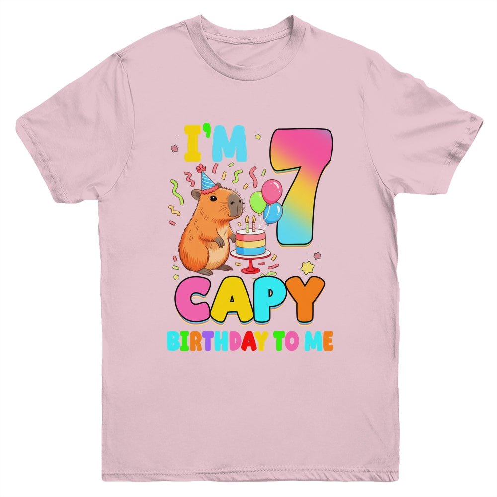 I'm 7 Years Old Capy Birthday To Me 7th Birthday Capybara Youth Shirt | teecentury