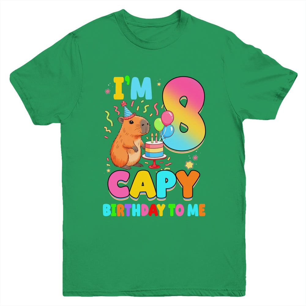 I'm 8 Years Old Capy Birthday To Me 8th Birthday Capybara Youth Shirt | teecentury