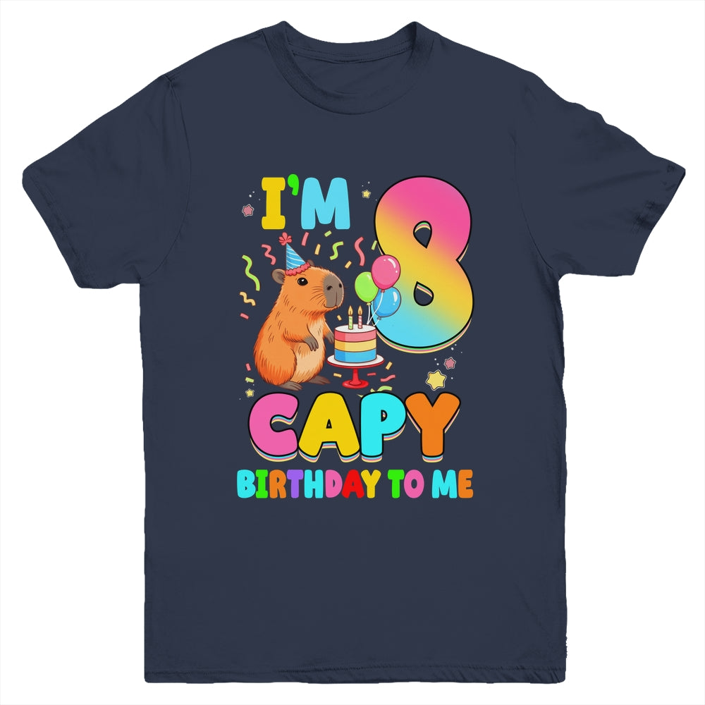 I'm 8 Years Old Capy Birthday To Me 8th Birthday Capybara Youth Shirt | teecentury