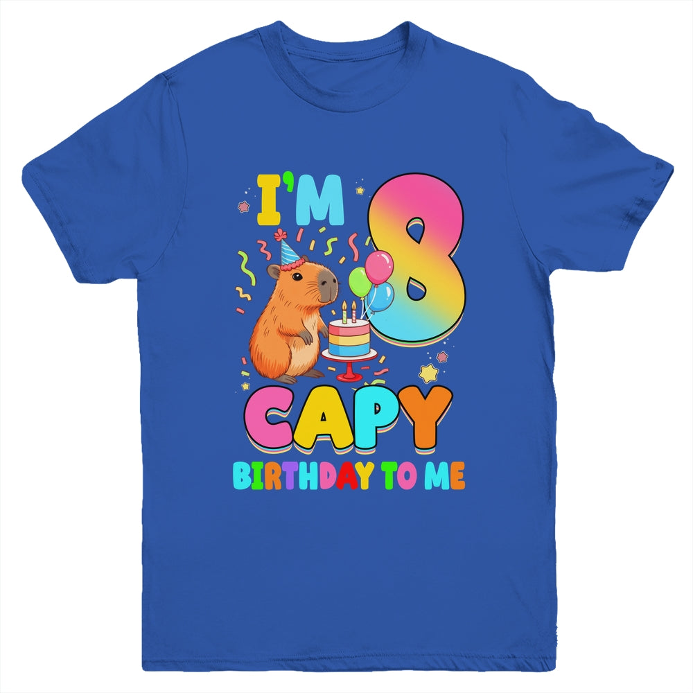 I'm 8 Years Old Capy Birthday To Me 8th Birthday Capybara Youth Shirt | teecentury