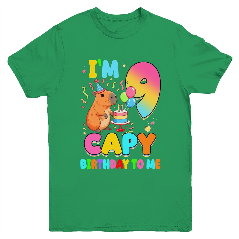 I'm 9 Years Old Capy Birthday To Me 9th Birthday Capybara Youth Shirt | teecentury