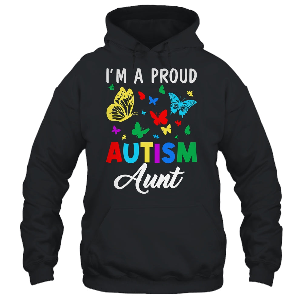 I'm A Proud Autism Aunt Butterflies Autism Awareness Shirt & Tank Top | teecentury