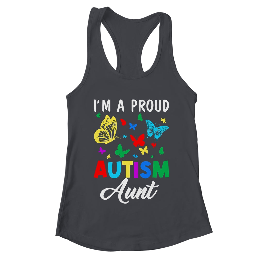 I'm A Proud Autism Aunt Butterflies Autism Awareness Shirt & Tank Top | teecentury