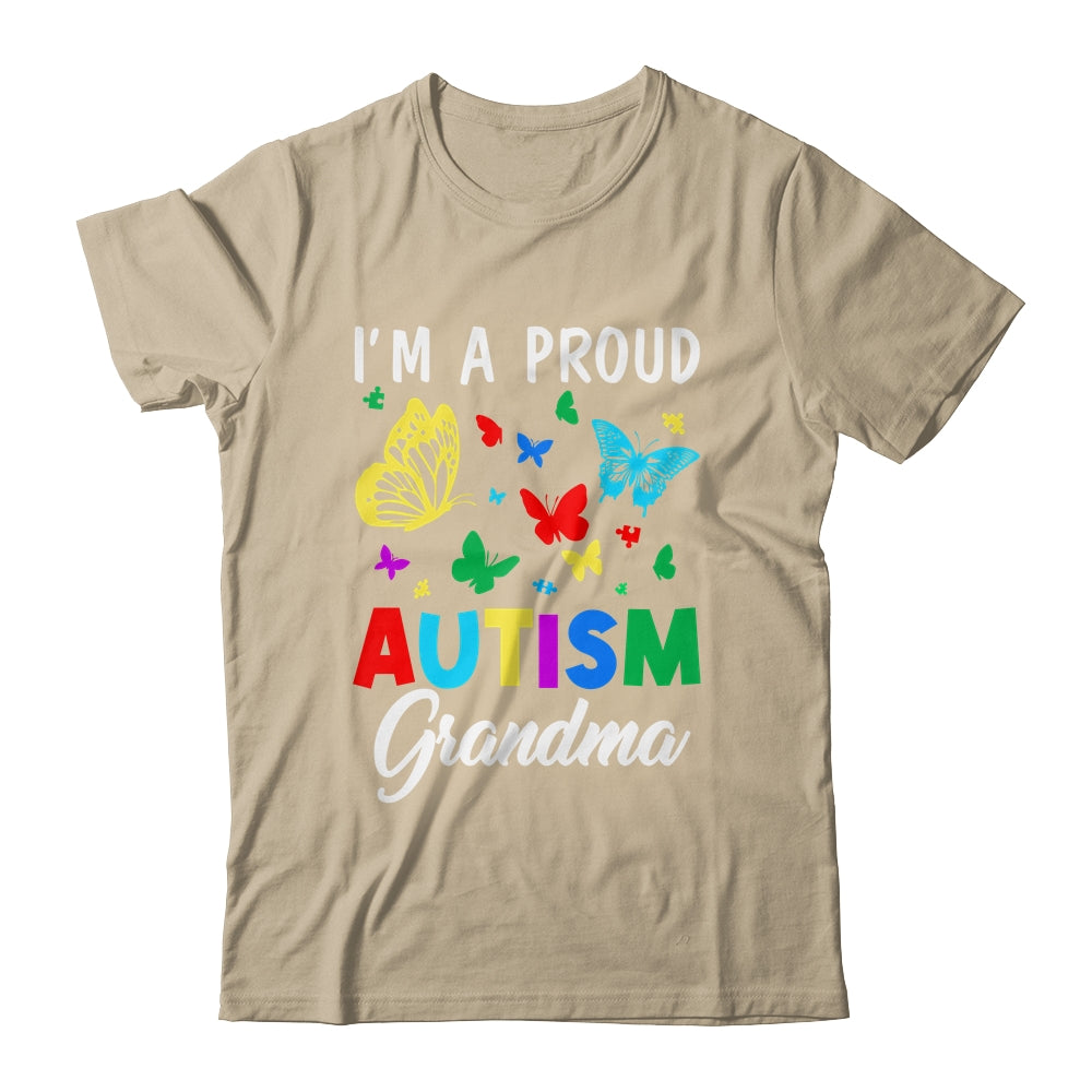 I'm A Proud Autism Grandma Butterflies Autism Awareness Shirt & Tank Top | teecentury