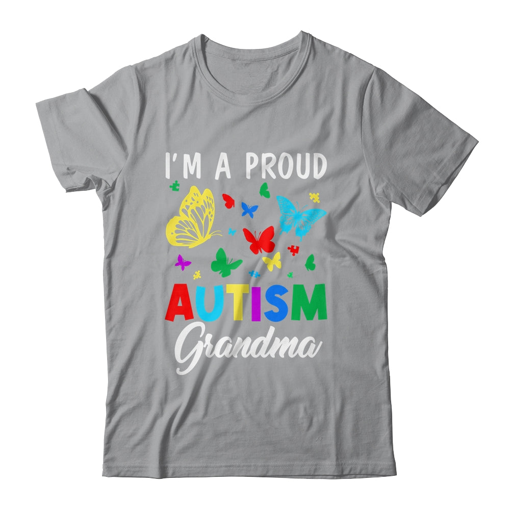 I'm A Proud Autism Grandma Butterflies Autism Awareness Shirt & Tank Top | teecentury