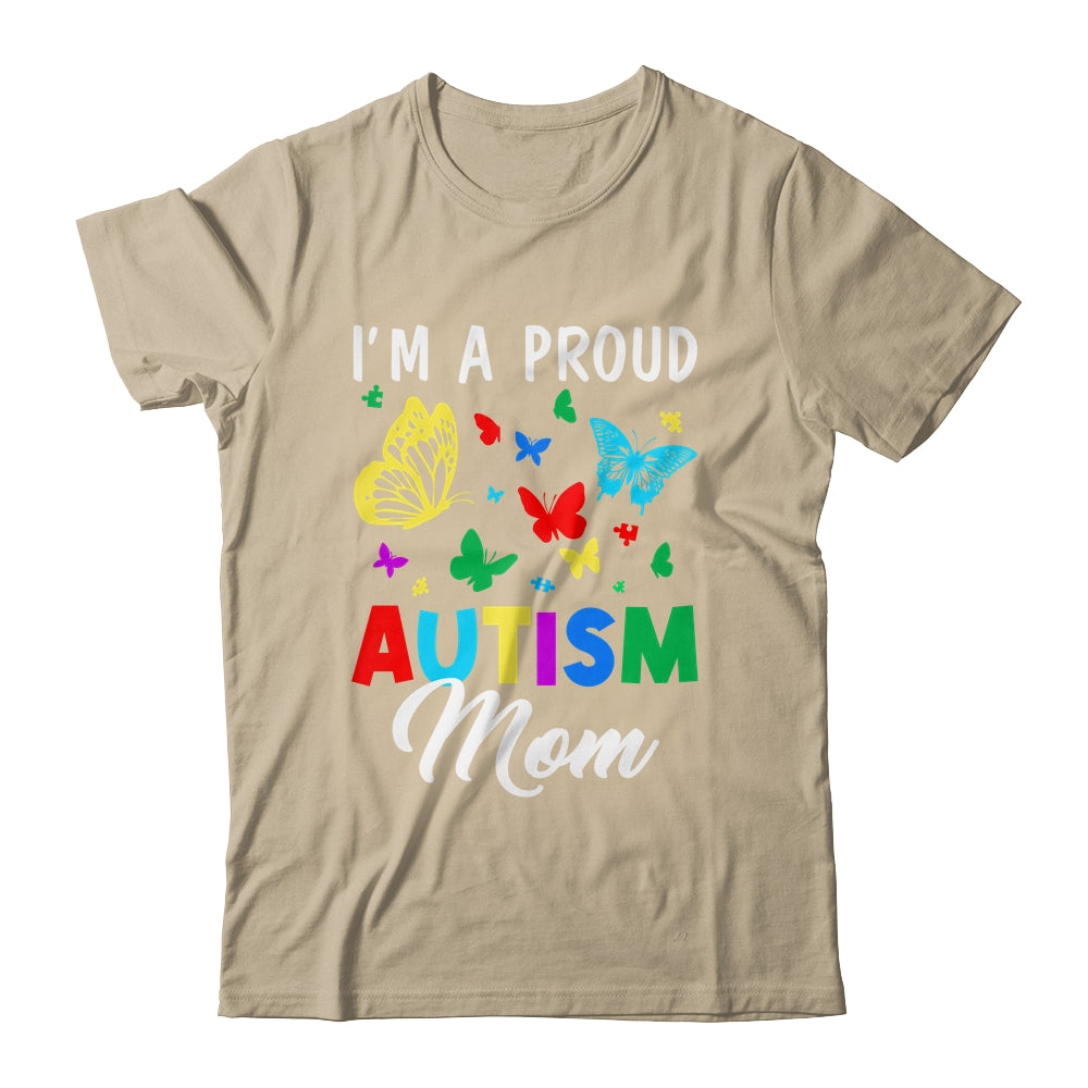 I'm A Proud Autism Mom Butterflies Autism Awareness Shirt & Tank Top | teecentury