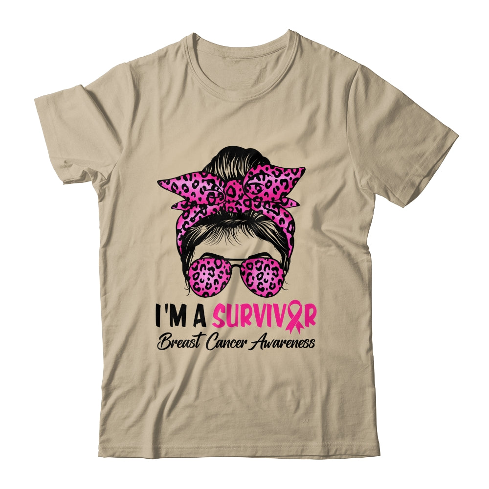 I'm A Survivor Breast Cancer Awareness Messy Bun Warrior Shirt & Hoodie | teecentury