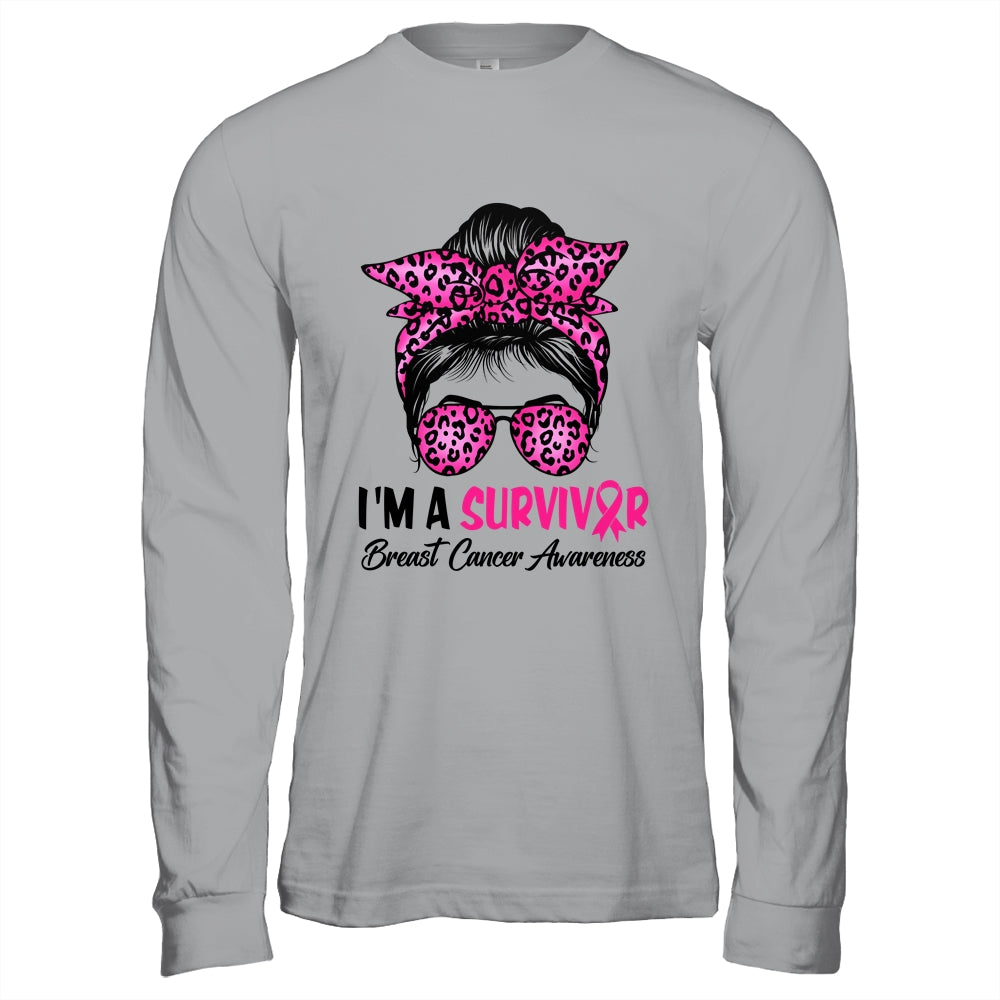 I'm A Survivor Breast Cancer Awareness Messy Bun Warrior Shirt & Hoodie | teecentury