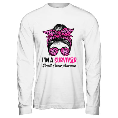 I'm A Survivor Breast Cancer Awareness Messy Bun Warrior Shirt & Hoodie | teecentury
