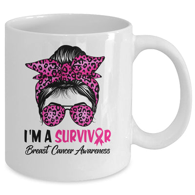 I'm A Survivor Breast Cancer Awareness Messy Bun Warrior Mug | teecentury