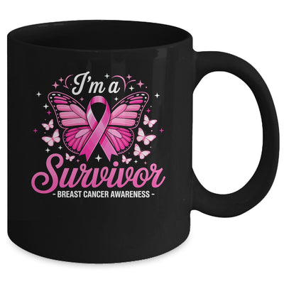 I'm A Survivor Breast Cancer Awareness Women Butterfly Ribbon Mug | teecentury