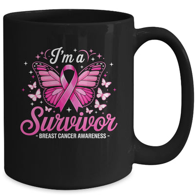 I'm A Survivor Breast Cancer Awareness Women Butterfly Ribbon Mug | teecentury