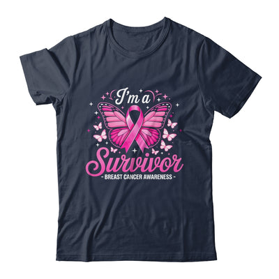 I'm A Survivor Breast Cancer Awareness Women Butterfly Ribbon Shirt & Hoodie | teecentury