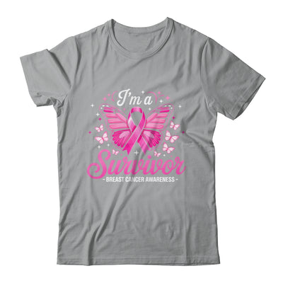 I'm A Survivor Breast Cancer Awareness Women Butterfly Ribbon Shirt & Hoodie | teecentury