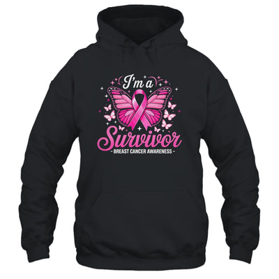 I'm A Survivor Breast Cancer Awareness Women Butterfly Ribbon Shirt & Hoodie | teecentury