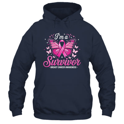 I'm A Survivor Breast Cancer Awareness Women Butterfly Ribbon Shirt & Hoodie | teecentury