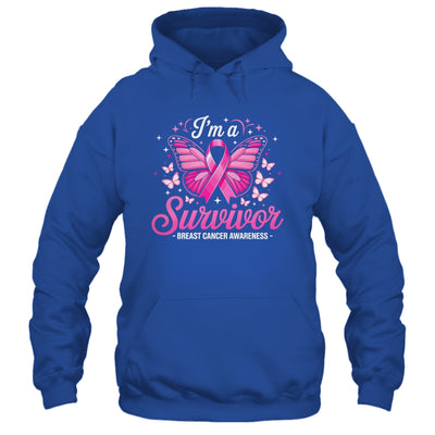 I'm A Survivor Breast Cancer Awareness Women Butterfly Ribbon Shirt & Hoodie | teecentury