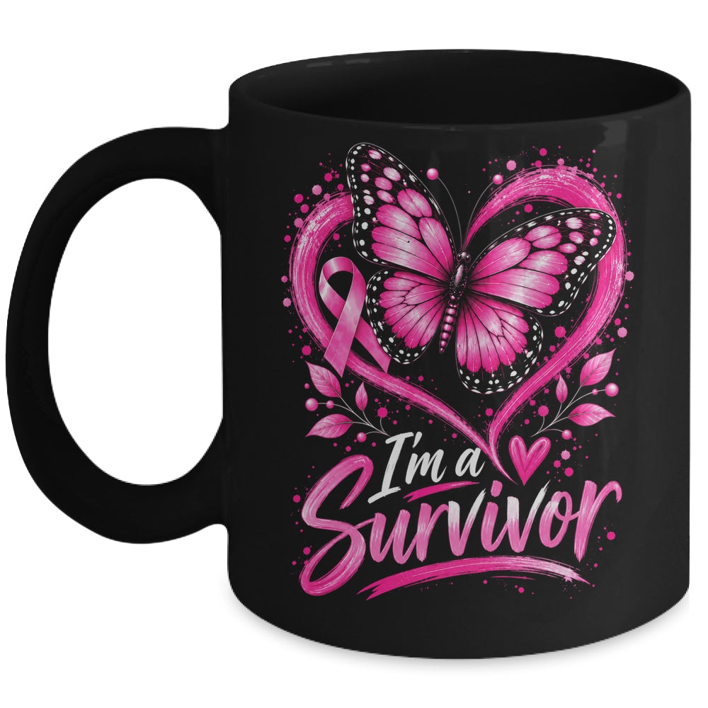 I'm A Survivor Butterfly Breast Cancer Awareness Women Mug | teecentury