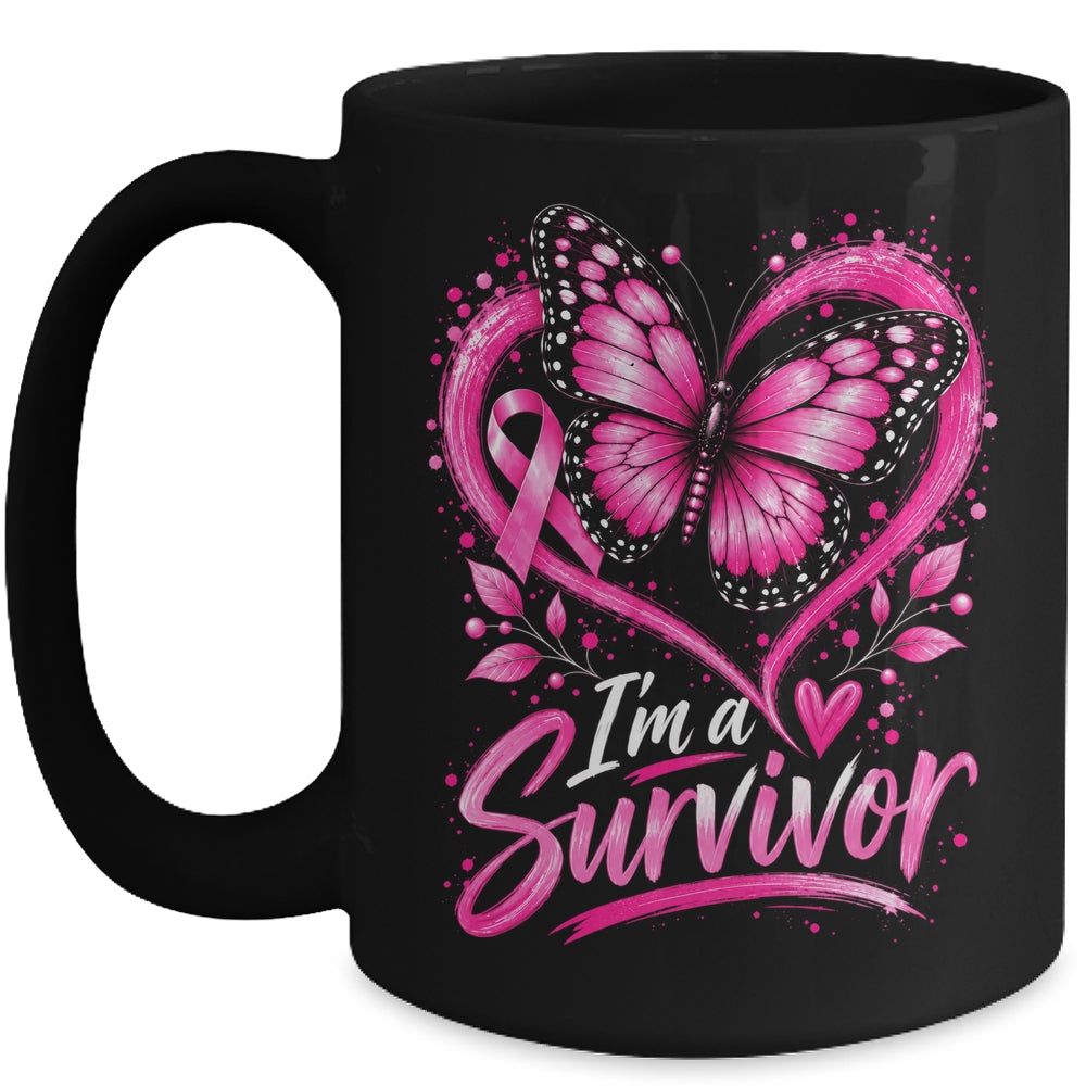 I'm A Survivor Butterfly Breast Cancer Awareness Women Mug | teecentury