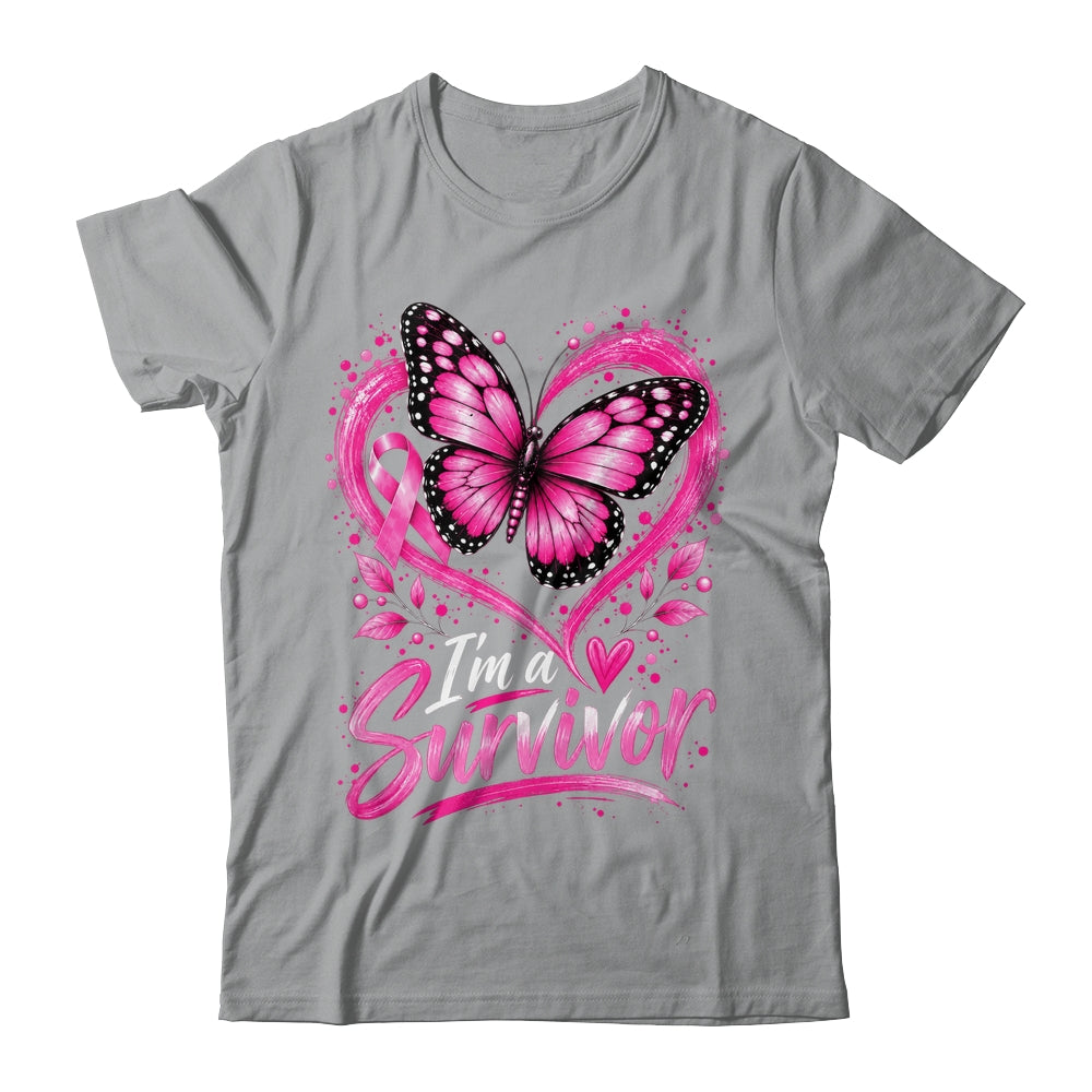 I'm A Survivor Butterfly Breast Cancer Awareness Women Shirt & Hoodie | teecentury