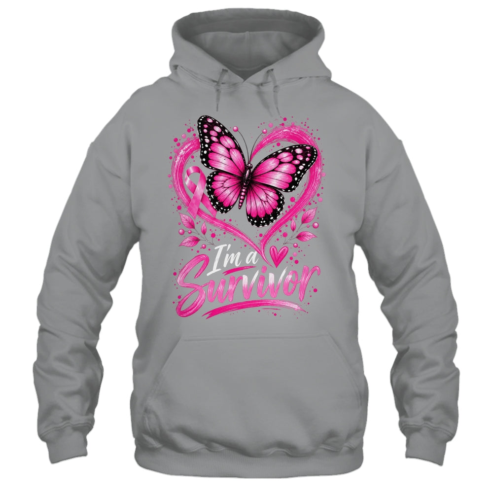 I'm A Survivor Butterfly Breast Cancer Awareness Women Shirt & Hoodie | teecentury