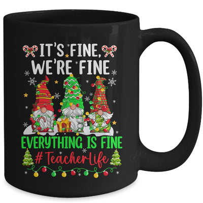 I'm Fine Everything Is Fine Teacher Life Gnome Christmas Mug | teecentury